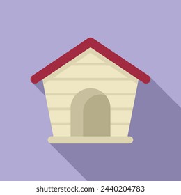 Small dog kennel icon flat vector. Wood cabin. Domesticated creature