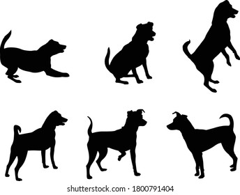 small dog silhouettes set - vector