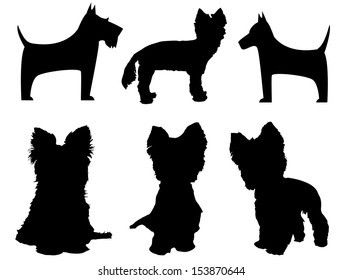 Small dog silhouettes  (Yorkshire Terrier and Schnauzer)