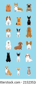 Small Dog Sitting Set Cartoon Vector Illustration Color Variation Set
