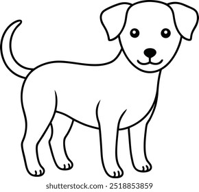 Pequeña Ilustración vectorial de perro para niños Libro para colorear Diversión y fácil arte de mascotas para niños