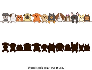 Small dogs border with silhouette