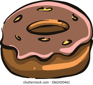 Small donut, illustration, vector on white background.