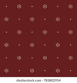 Small dot flowers pattern on a falun red background ditsy floral all over motif. Simple geometric print block for scrap paper, dress fabric, apparel textile, pack bag, home interior wallpaper design.