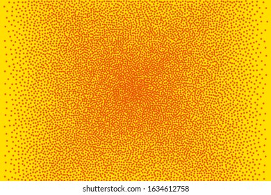 Small dots in abstract style on yellow background. Dot texture pattern. Abstract monochrome backdrop. Grunge design element. Modern art. Fashion illustration. Colorful background vector.