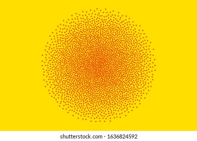 Small dots in abstract style on yellow background. Dot texture pattern. Abstract monochrome backdrop. Grunge design element. Modern art. Fashion illustration. Colorful background vector.