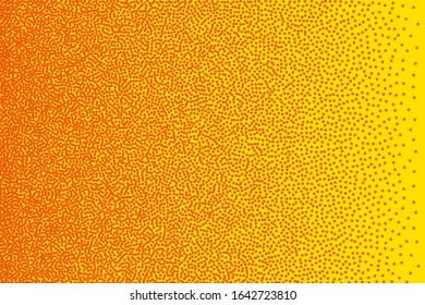 Small dots in abstract style on yellow background. Dot texture pattern. Abstract monochrome backdrop. Grunge design element. Modern art. Fashion illustration. Colorful background vector.