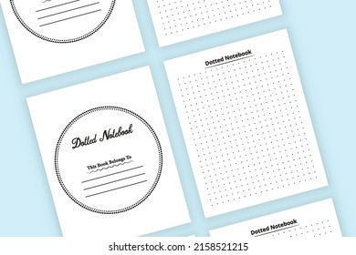 Small dotted notebook template interior. Simple dotted logbook for artists and other documents template. Interior of a notebook. Dotted sketchbook for designers notepad interior template.