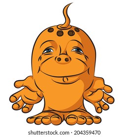 Small drawing an angry monster. Vector illustration.