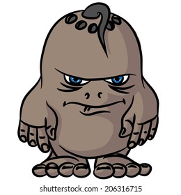 Small drawing an angry monster. Vector illustration.