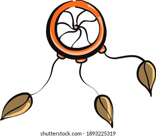 Small dreamcatcher , illustration, vector on white background