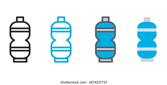 Small drink bottle icons with multiple styles, outline, colored lines and flat icons. Vector icon design