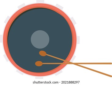 Small drum, illustration, vector on a white background.