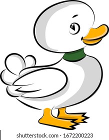 Pato pequeño, ilustración, vector sobre fondo blanco.