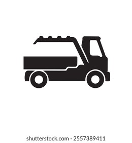 A small dump truck icon silhouette on white background