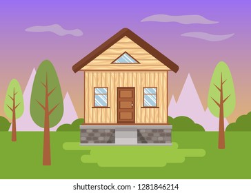 Wooden Cottage In Forest Stock Vectors Images Vector Art