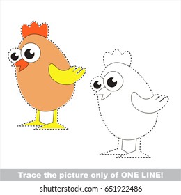 Small Egg Chicken to be traced only of one line, the tracing educational game to preschool kids with easy game level, the colorful and colorless version.