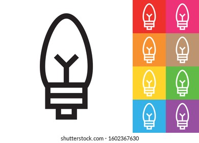 Small Electric Bulb. Line Icon With Different Color Background.