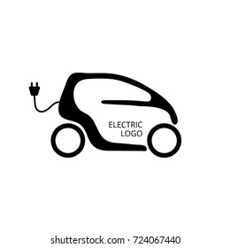 Small electric car for easy parking and ride city. Eco car concept icon. Economy vehicle. Hybrid transport logo