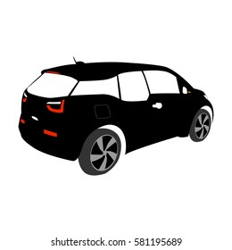 Small electric car vector silhouette