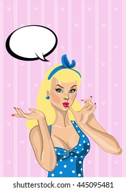 
small elegant lady in a pin up style.