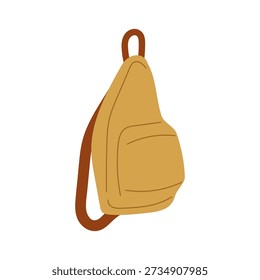 Small elegant women backpack handbag for city walks and office mustard colored. Vector illustration in flat style.