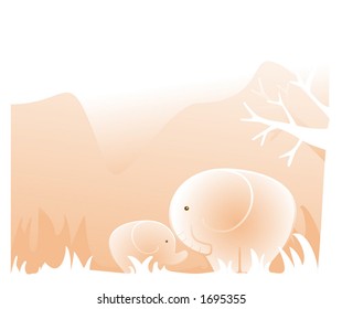 SMALL ELEPHANT WITH ITS MOTHER