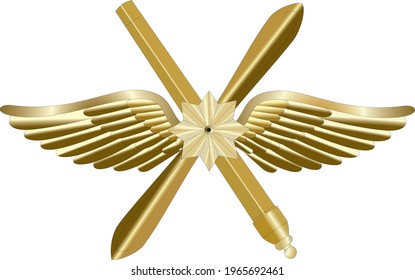 Small emblem of the aerospace forces of the Russian Federation, on a white background. Vector image.