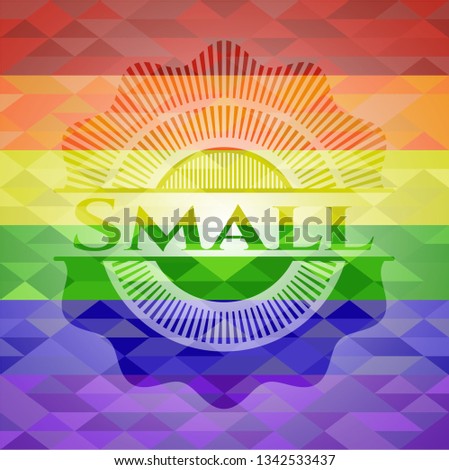Small emblem on mosaic background with the colors of the LGBT flag