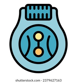 Vector de contorno de icono de pequeño epilator. Epilación del pelo. Color plano del tratamiento de la piel