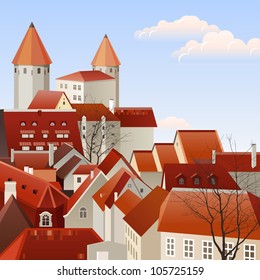 Small european town landscape. EPS 10