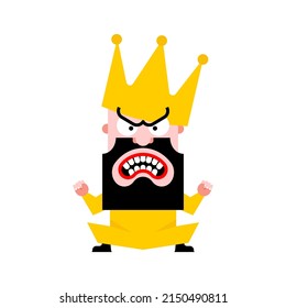 Small Evil King. The Ferocious Dwarf Screams. Low KING Shouts And Stamps His Feet.