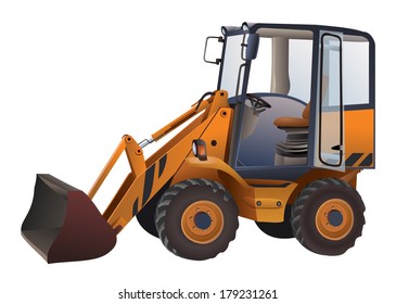 Small excavator isolated