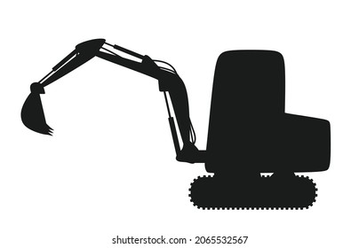 Small excavator silhouette. vector illustration.