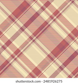Small fabric textile background, outside plaid pattern seamless. Colorful check tartan texture vector in light and red colors palette.