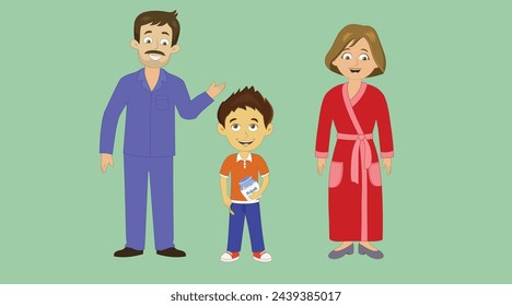 Small family Father son and mother this is for animation. Slide and example