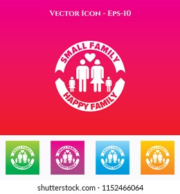 Small Family Icon in Colored Square box. eps-10