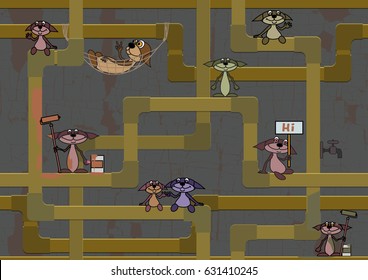 A small family lives in the basement. Repairs the pipeline, paints the walls. The surface is covered with old paint.