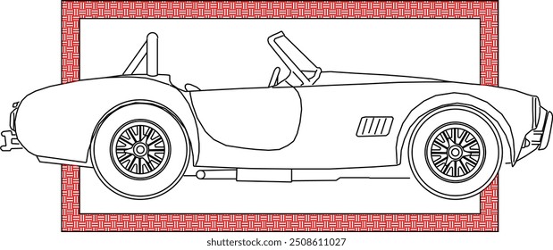 Small family private car vehicle design silhouette illustration vector sketch in box frame