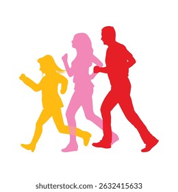 Small Family run colorful poster Vector illustration background silhouette