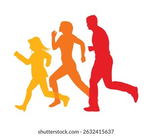 Small Family run colorful poster Vector illustration background silhouette