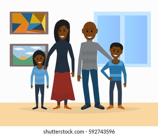 Small family. Vector flat illustration.