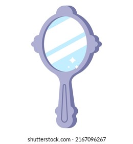 a small feminine mirror for applying makeup. flat vector illustration.
