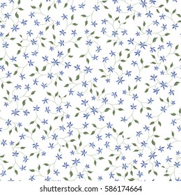 Small Feminine Seamless Pattern. Floral Texture with a Lot of Tiny Flowers Scattered on White Background. Romantic Ornament in Country Style for Textile, Fabric, Calico, Print, Wallpaper