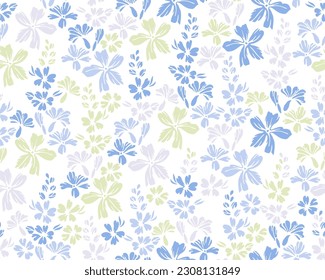 Small field buttercup flowers endless pattern vector illustration. Ditsy cute motif. Rustic chic textile print with flower inflorescences. Buttercups blossom summer print.