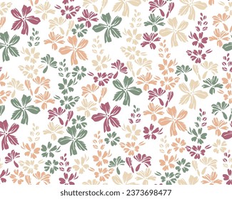 Small field buttercup flowers endless ornament vector design. Ditsy traditional motif. Country-style gift wrap print with flower inflorescences. Forget-me-nots bloom summer print.