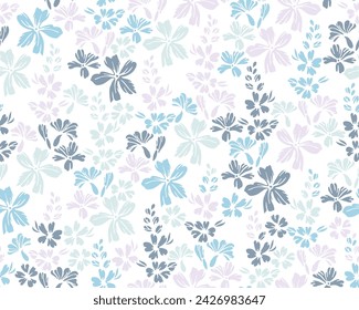 Small field buttercup flowers repeat ornament vector illustration. Millefleurs pretty motif. Rustic chic wallpaper print with flower inflorescences. Buttercups bloom spring print.