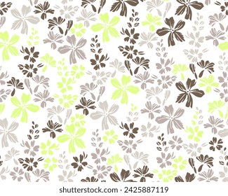 Small field forget-me-not flowers endless pattern vector illustration. Ditsy rustic motif. Rustic chic wallpaper print with flower inflorescences. Forget-me-nots bloom spring print.