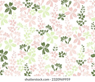 Small field forget-me-not flowers repeat ornament vector illustration. Ditsy vintage motif. Country-style gift wrap print with flower truss elements. Buttercups blossom summer print.