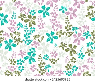 Small field forget-me-not flowers seamless pattern vector design. Millefleurs elegant motif. Floral wallpaper print with flower inflorescences. Forget-me-nots blossom summer print.